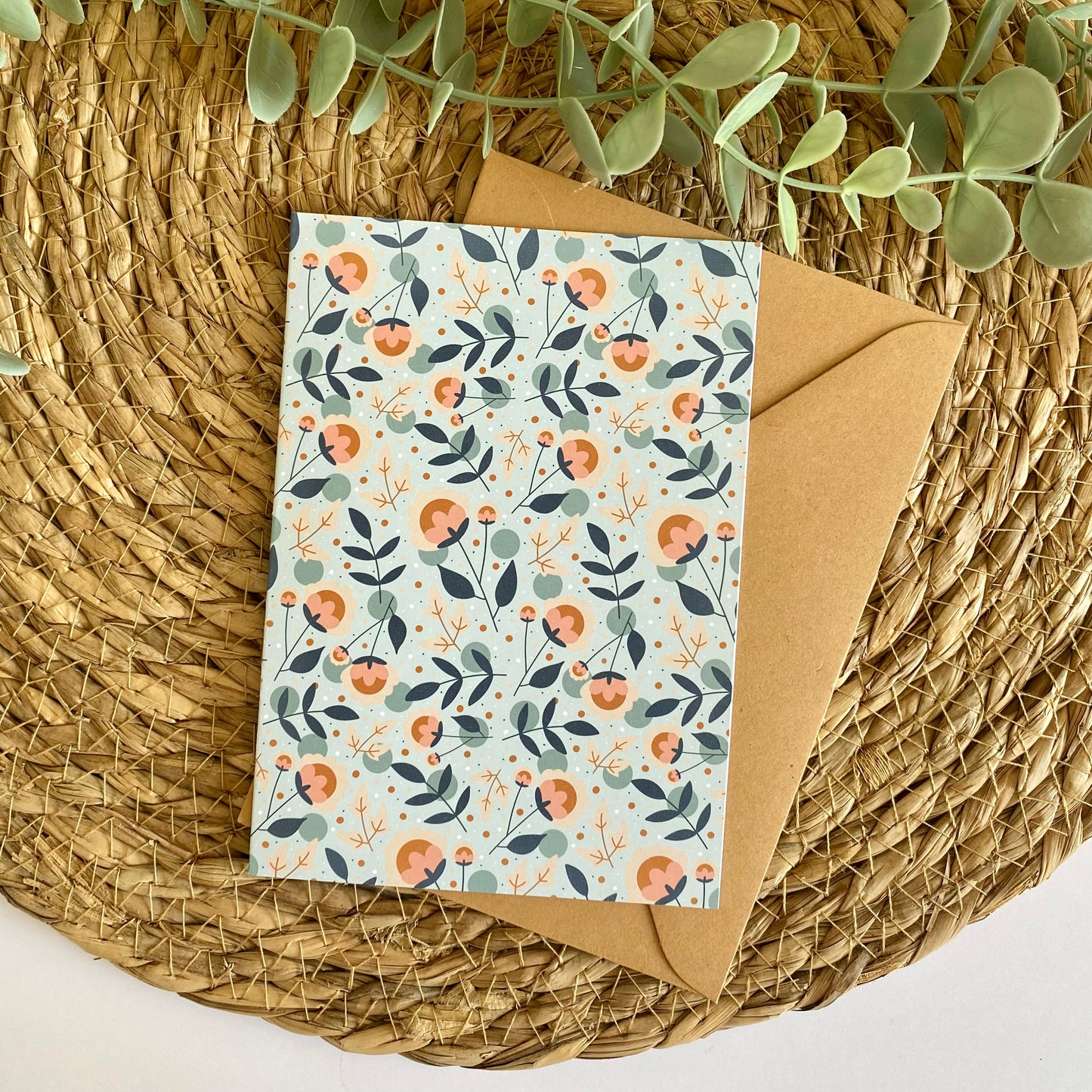 Flower pattern Light Blue | card folded