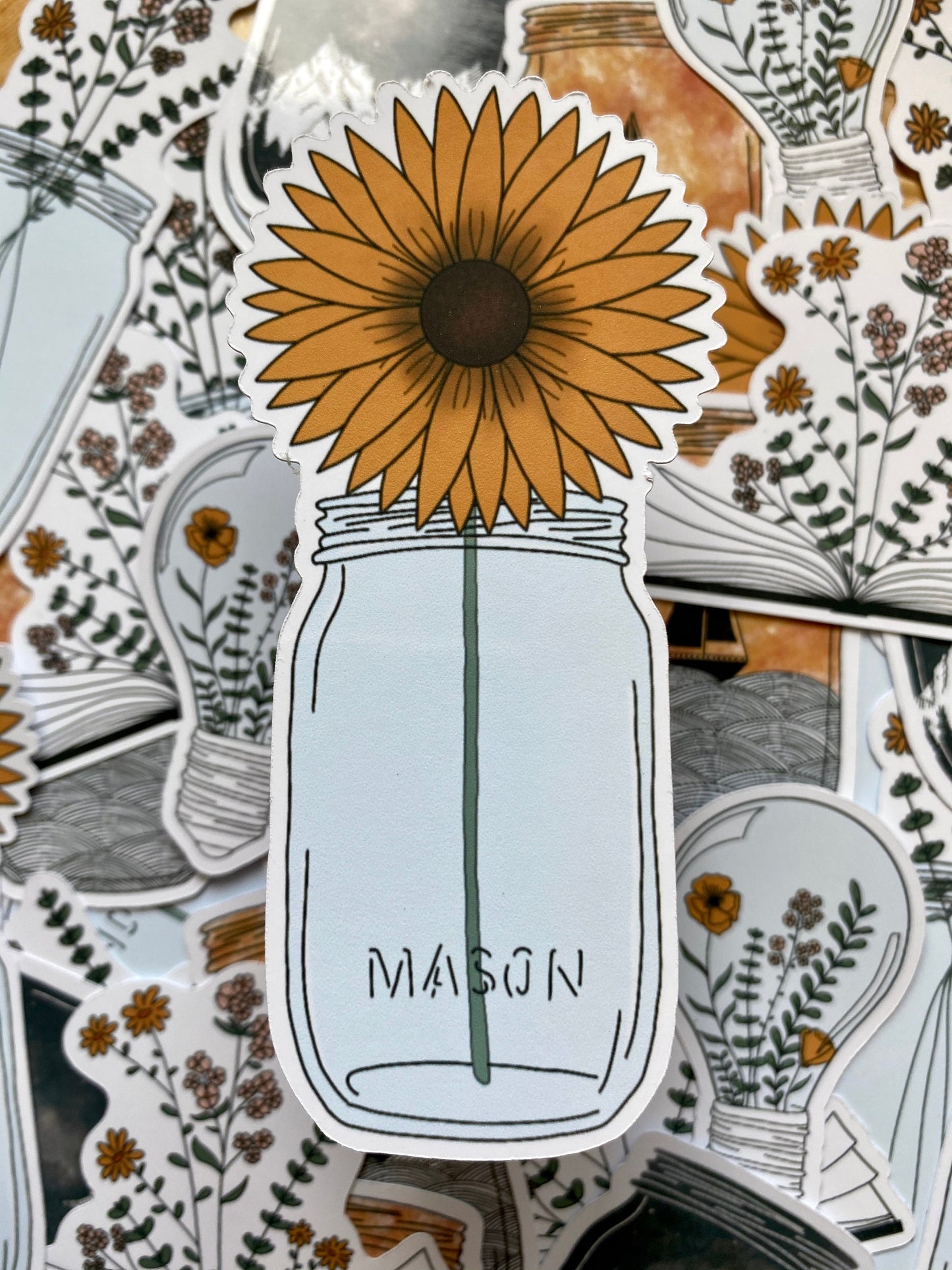 flowers and mason jars - sticker set of 6