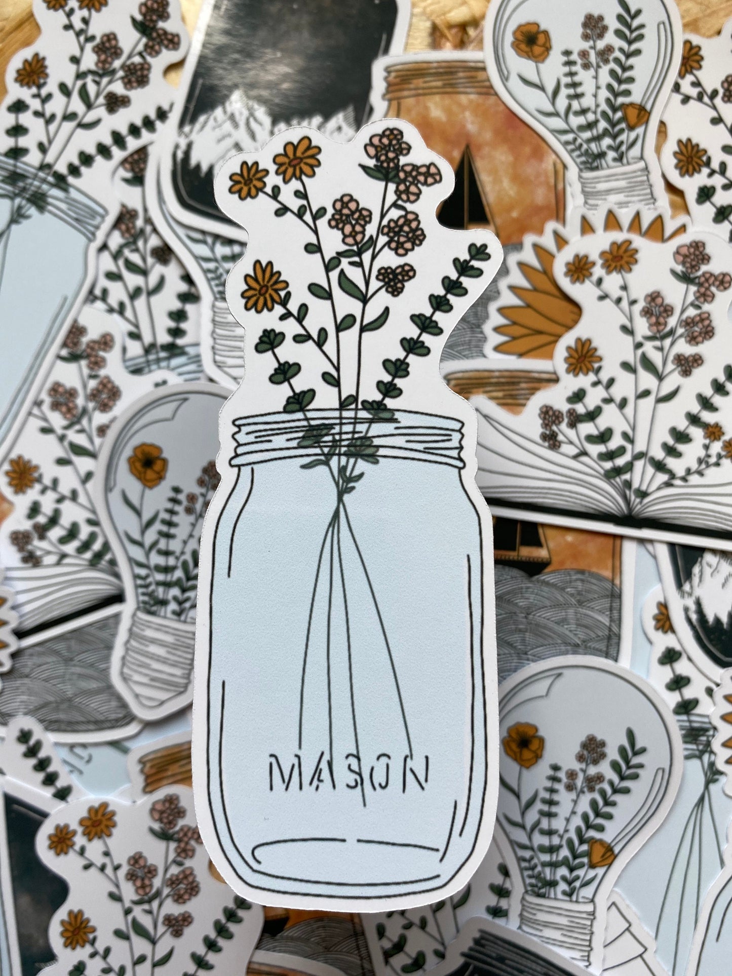 flowers and mason jars - sticker set of 6