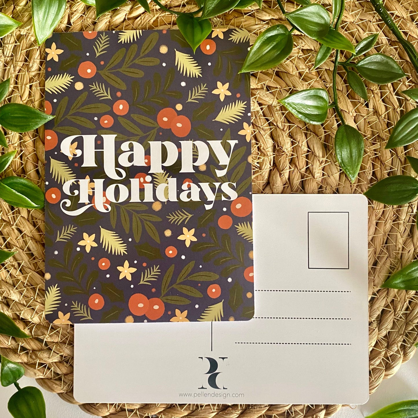 Happy Holidays pattern - Christmas Postcard