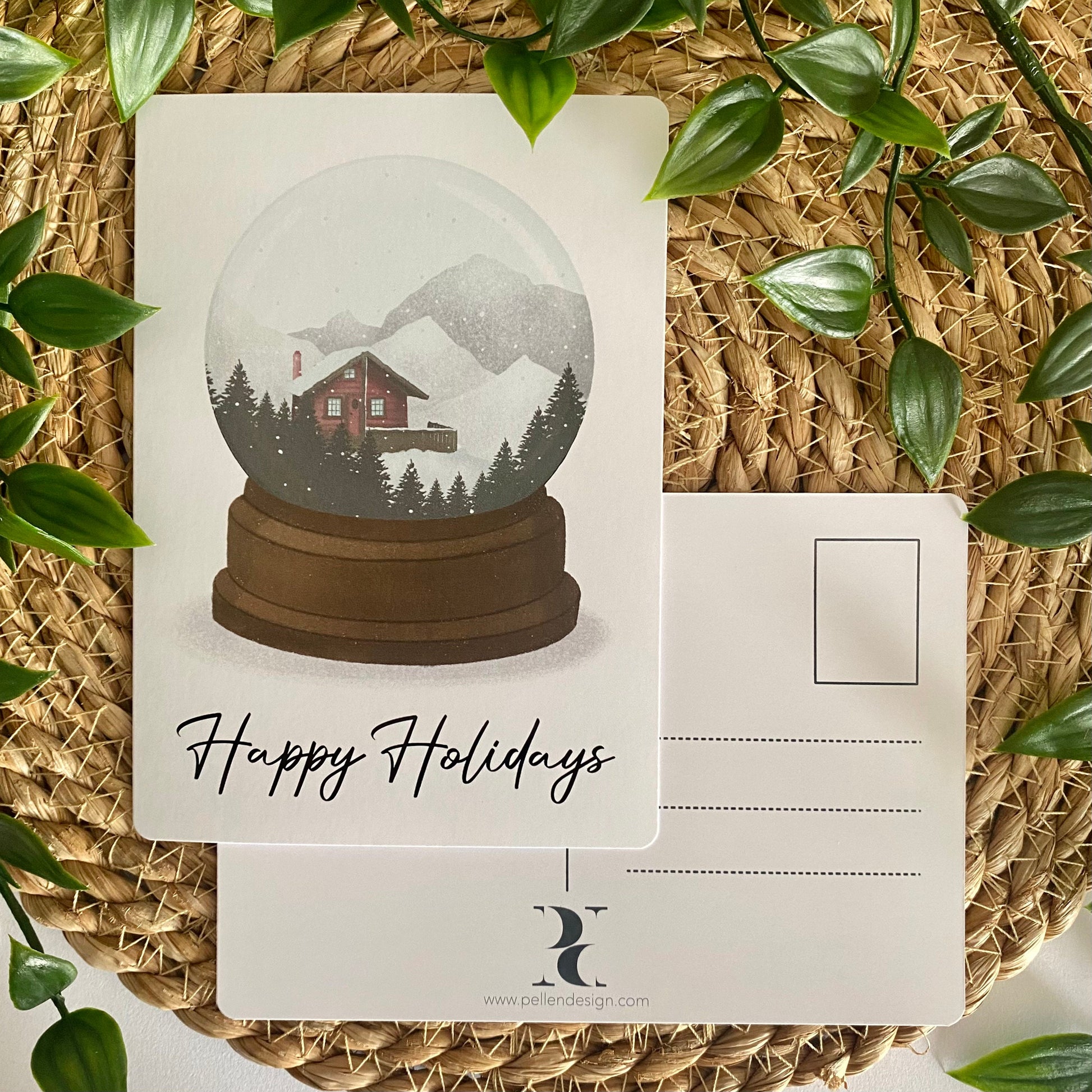 Happy Holidays globe - Christmas Postcard